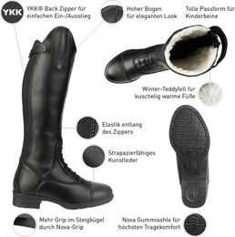 Suedwind Nova Kids Fun Winter Reitstiefel für Kinder aus Kunstleder mit Teddyfell und Glitzer in Schwarz Grösse 37 EU – Bild 1 von 10