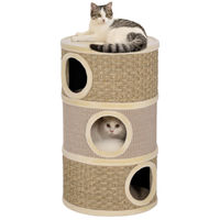 Produktbild von SUGIFT dreistöckige Kratztonne für Katzen mit Sisalseil und Höhle aus Polyester-Plüsch in Khaki und Braun