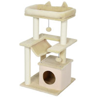 Produktbild von SUGIFT Eck-Kratzbaum für 1-2 Katzen mit Hängematte, Höhle und Sitzstange, Cremeweiß, 48x48x90 cm