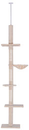 SUGIFT Katzenbaum mit 5 Ebenen höhenverstellbar 230–260 cm aus Sisal und Plüsch in Beige – Bild 1 von 1