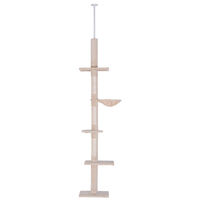Produktbild von SUGIFT Katzenbaum mit 5 Ebenen höhenverstellbar 230–260 cm aus Sisal und Plüsch in Beige