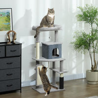Produktbild von SUGIFT Katzenbaum XXL Hellgrau mit Kratzpfosten Katzenbett und Katzenhaus aus Plüsch und Sisal für 1-2 Katzen bis 6 kg 132 cm