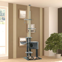Produktbild von SUGIFT Katzenkratzbaum deckenhoch mit Sisalstämmen und Plüsch in Dunkelgrau für 2–3 Katzen mit 55 x 45 cm Standfläche