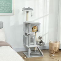 Produktbild von SUGIFT Katzenkratzbaum Hellgrau mit Hängematte und Höhle 140 cm für bis zu 3 Katzen