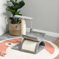 Produktbild von SUGIFT Katzenkratzbaum klein mit Tunnel und U-förmiger Liegefläche aus Plüsch und Sisal in Hellgrau, 40x30x43 cm