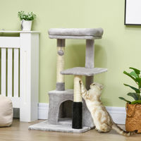 Produktbild von SUGIFT Katzenkratzbaum mit Katzenhöhle und Massageecke aus Sisal und Plüsch in Hellgrau 80 cm