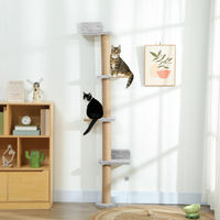 Produktbild von SUGIFT Katzenkratzbaum Wandmontage mit 5 Stufen und Sisalpfosten Hellgrau 48 x 21 x 180 cm