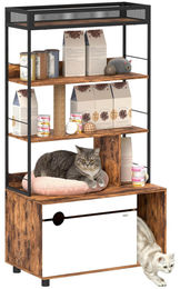 SUGIFT Katzenschrank mit verstecktem Katzenklo und integriertem Kratzpfosten Rustikal-Braun 80x48x152 cm – Bild 1 von 1