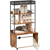 Produktbild von SUGIFT Katzenschrank mit verstecktem Katzenklo und integriertem Kratzpfosten Rustikal-Braun 80x48x152 cm