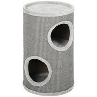 Produktbild von SUGIFT Katzentonne Kratzturm mit 2 Höhlen aus Sisal und Plüsch in Hellgrau für 1-2 Katzen bis 5 kg Ø 35 x 60 cm