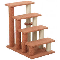 Produktbild von SUGIFT Katzentreppe mit Kratzsäule und Spielball, 4-stufiger Kratzbaum aus Plüsch und Jute, Braun, 60x40x64 cm