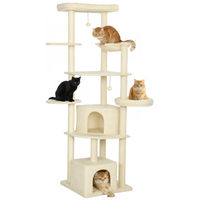 Produktbild von SUGIFT Kratzbaum Beige 200 cm hoch mit Hängematte und Sisalstämmen für Katzen
