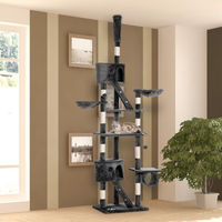 Produktbild von SUGIFT Kratzbaum deckenhoch 240-260 cm aus Sisal und Plüsch in Dunkelgrau 60x45 cm