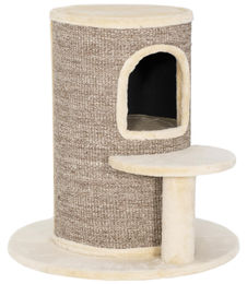 SUGIFT Kratzbaum Fass-Design mit 2 Ebenen aus Sisal und Plüsch in Beige-Braun 60 x 60 x 61 cm – Bild 1 von 1