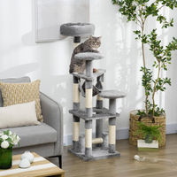 Produktbild von SUGIFT Kratzbaum für Katzen in Grau mit Sisalfaser und Plüsch
