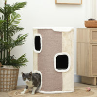 Produktbild von SUGIFT Kratzbaum für Katzen Kratztonne mit 3 Ebenen aus Plüsch in Beige/Weiß 40x40x74 cm
