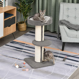 SUGIFT Kratzbaum für Katzen mehrstöckig aus Spanplatte und Plüsch in Grau – Bild 1 von 3