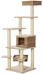 SUGIFT Kratzbaum für Katzen mehrstöckig mit PE-Rattan Höhle in Beige-Braun 174 cm – Bild 1 von 1