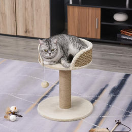 SUGIFT Kratzbaum für Katzen mit Katzenbett, Juteschnur-Kratzsäule und Spielball in Kaffee, 40 x 40 x 49 cm – Bild 1 von 1