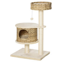 Produktbild von SUGIFT Kratzbaum für Katzen mit Katzenhaus aus Naturholz und Sisal in Beige 95 cm