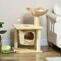 SUGIFT Kratzbaum für Katzen mit Katzenhöhle, Liegeschale, Spielball und Juteseil in Beige, 45 x 40 x 74 cm – Bild 1 von 1