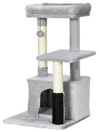 SUGIFT Kratzbaum für Katzen mit Massageecke und Katzenhöhle aus Sisal und Plüsch in Hellgrau 48x48x80 cm – Bild 1 von 1