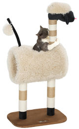 SUGIFT Kratzbaum für Katzen mit Schaf-Design, Tunnel und Spielball aus Plüsch, Braun, 48 x 34 x 98 cm – Bild 1 von 2