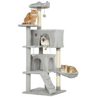 Produktbild von SUGIFT Kratzbaum für Katzen mit Sisal-Kratzpfosten, Hängematte und Höhle in Hellgrau