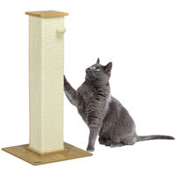 Produktbild von SUGIFT Kratzbaum in Eiche-Optik und Cremeweiß mit Spielzeug für mittelgroße bis große Katzen 38x38x80 cm