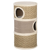 Produktbild von SUGIFT Kratzbaum Katzentonne mit Höhle und 3 Etagen aus Sisal und Plüsch in Khaki-Kaffee 7 kg