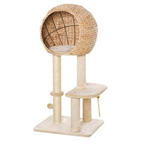 Produktbild von SUGIFT Kratzbaum mit Höhle und Spielball aus Sisal und Plüsch in Beige für Katzen 48x40x100 cm
