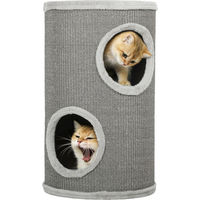 Produktbild von SUGIFT Kratztonne für Katzen zweistöckig aus Sisal und Plüsch in Hellgrau