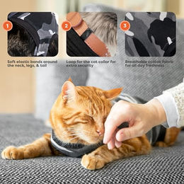 Suitical Recovery Suit für Katzen XS Schwarz Grau – Bild 1 von 9