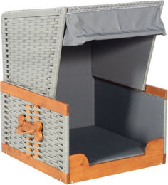 SUNNY SMART Hundestrandkorb aus Holz mit herausnehmbarem Sitzpolster Grau 83x82x109 cm – Bild 1 von 1