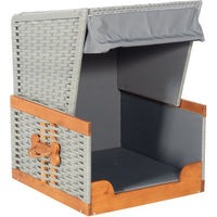 Produktbild von SUNNY SMART Hundestrandkorb aus Holz mit herausnehmbarem Sitzpolster Grau 83x82x109 cm