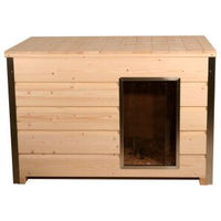 Produktbild von SunnyDogs Holz-Hundehütte mit 30 mm Isolierung und Flachdach naturbelassen 116,5 x 78 cm