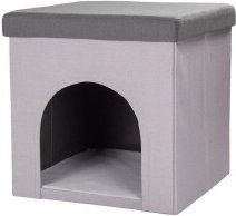 SunnyDogs Hundehütte und Katzenhöhle als Sitzhocker aus Stoff, Grau, 50 x 50 cm – Bild 1 von 5