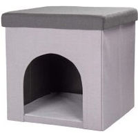 Produktbild von SunnyDogs Hundehütte und Katzenhöhle als Sitzhocker aus Stoff, Grau, 50 x 50 cm