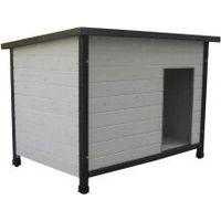 Produktbild von SunnyDogs Isolierte Holz-Hundehütte mit Flachdach weiß lasiert 106 x 69 x 82 cm