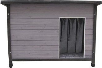 SunnyDogs Moderne Holz-Hundehütte mit Flachdach und Pendelklappe grau lasiert 106 x 69 x 82 cm – Bild 1 von 1