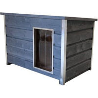 Produktbild von SunnyDogs Wetterfeste Holz-Hundehütte Grau mit aufklappbarem Flachdach 116x75x80 cm