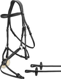 Sunride Acapulco Mexikanische Trense mit Zügeln aus Echtleder für Ponys in Schwarz – Bild 1 von 3