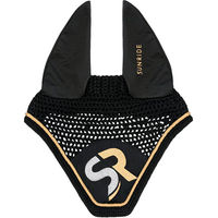 Produktbild von Sunride Fliegenhaube Exclusive Line Square für Pferde in Schwarz/Gold aus Baumwolle