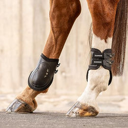 SUNRIDE Gamaschen für Pferde aus Echtleder in Schwarz Größe M 2er Set – Bild 1 von 2