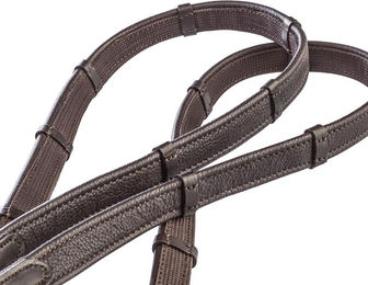 Sunride Gummizügel für Pferde aus Echtleder und Gummi Schwarz 280 cm - 280 cm – Bild 1 von 4