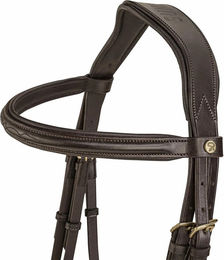 SUNRIDE Hannoveranische Trense für Pferde aus braunem Echtleder mit Zügeln und extra Polsterung in Full – Bild 1 von 5