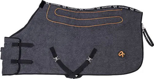 Sunride Heizdecke für Pferde aus Premium Wolle mit Eremit Akku und Ladekabel 125cm Grau – Bild 1 von 11