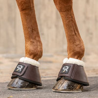 Produktbild von Sunride Leder Hufglocken mit Fell für Pferde 2er Set Braun Größe L