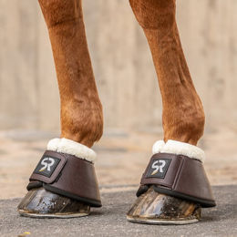 Sunride Leder Hufglocken mit Fell für Pferde in Schwarz Größe S (2er Set) – Bild 1 von 2