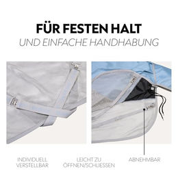 SUNRIDE Oslo Regen-Fliegendecke für Pferde mit abnehmbarem Halsteil 1200D wasserdicht blau grau 115cm – Bild 1 von 2